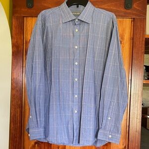 Michael Kors Men's Blue Plaid Button-Down Shirt